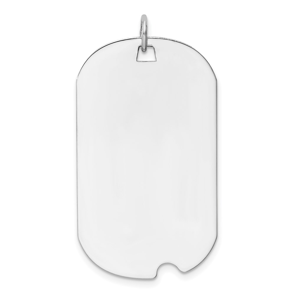 XWM599_18-4.jpg 14k White Gold Plain .027 Gauge Engravable 36x19mm Dog Tag with Notch Disc Charm - Image 1
