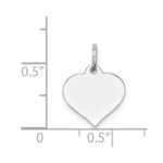 14K White Gold Plain .027 Gauge Engravable Heart 14x12mm Disc Charm - Image 3