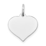 14K White Gold Plain .027 Gauge Engravable Heart 15x14mm Disc Charm