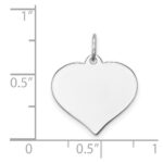 14K White Gold Plain .027 Gauge Engravable Heart 16x17mm Disc Charm - Image 3