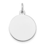 14k White Gold Plain .027 Gauge Round Engravable 15mm Disc Charm