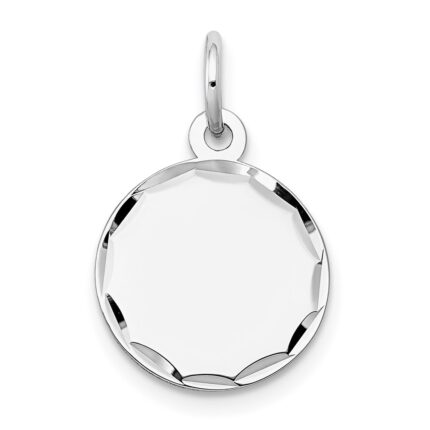 14k White Gold Etched Edge .011 Gauge Engraveable Round 13mm Disc Charm
