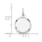 14k White Gold Etched Edge .018 Gauge Engraveable Round 13mm Disc Charm - Image 3