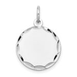 14k White Gold Etched Edge .013 Gauge Engraveable Round 16mm Disc Charm