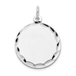 14k White Gold Etched Edge .027 Gauge Engraveable Round 19mm Disc Charm