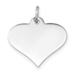 14k White Gold Plain .013 Gauge Engraveable Heart 16x18mm Disc Charm