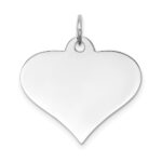 14k White Gold Plain .027 Gauge Engraveable Heart 19x22mm Disc Charm