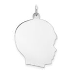 14k White Gold Plain Large.011 Depth Facing Right Engravable Boy Charm