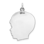 14k White Gold Plain Large.011 Depth Facing Right Engravable Boy Charm - Image 3