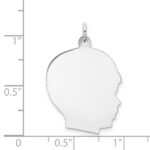14k White Gold Plain Large.011 Depth Facing Right Engravable Boy Charm - Image 4