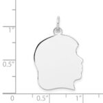 14k White Gold Plain Large.013 Depth Facing Right Engravable Girl Charm - Image 4