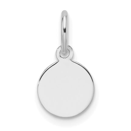 14k White Gold Plain .027 Gauge Round Engravable 7.5mm Disc Charm