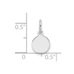 14k White Gold Plain .009 Gauge Round Engravable 7.5mm Disc Charm - Image 2