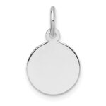 14k White Gold Plain .027 Gauge Round Engravable 10.6mm Disc Charm