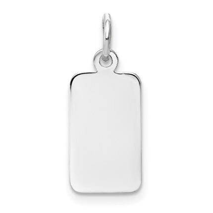 14k White Gold Plain .009 Gauge Rectangular Engravable 17x8mm Disc Charm