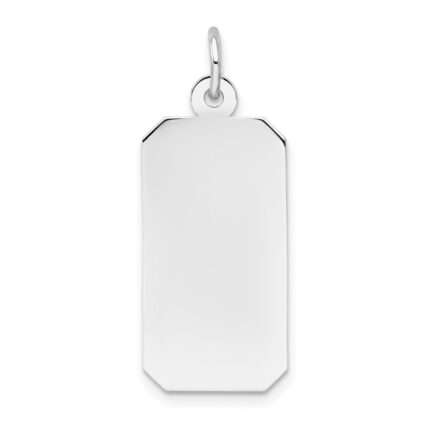 14k White Gold Plain .011 Gauge Rectangular Engravable 26x12mm Disc Charm