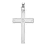 14k White Gold Solid Laser Etched Cross Pendant