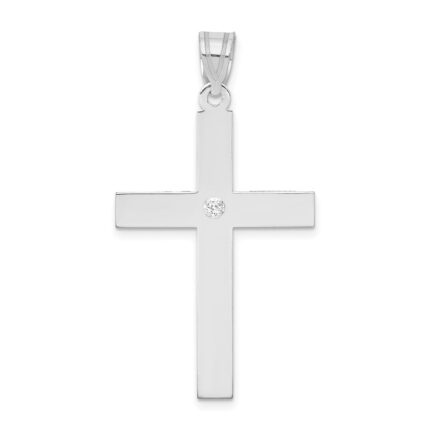 14k White Gold .02 carat Diamond Cross Pendant