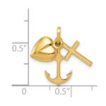 14K Polished Moveable Heart/Cross/Anchor Pendant - Image 3
