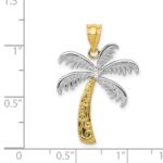14K and White Rhodium Diamond Palm Tree Pendant - Image 3