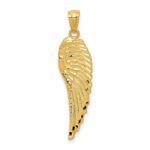 14K Polished and Textured Angel Wing Pendant