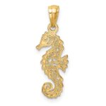 14k Gold Polished Filigree Seahorse Pendant - Image 4