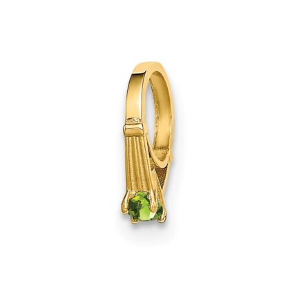 14K 3-D August Ring with Light Green Glass Stone Charm