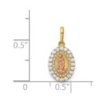 14K Two-tone Our Lady of Guadalupe CZ Oval Pendant - Image 3