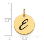 14k Polished Black Enamel Letter E Initial Disk Charm - Image 2