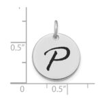 14kw Polished Black Enamel Letter P Initial Disk Charm - Image 2