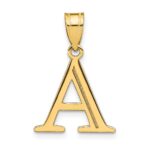 14k Polished Etched Letter A Initial Pendant