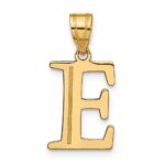 14k Polished Etched Letter E Initial Pendant