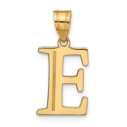 14k Polished Etched Letter E Initial Pendant