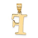 14k Polished Etched Letter F Initial Pendant - Image 3