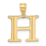 14k Polished Etched Letter H Initial Pendant