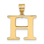 14k Polished Etched Letter H Initial Pendant - Image 3