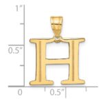 14k Polished Etched Letter H Initial Pendant - Image 4