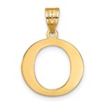 14k Polished Etched Letter O Initial Pendant - Image 3