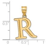 14k Polished Etched Letter R Initial Pendant - Image 4