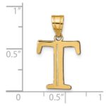 14k Polished Etched Letter T Initial Pendant - Image 4
