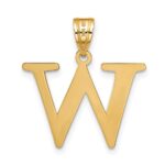 14k Polished Etched Letter W Initial Pendant - Image 3