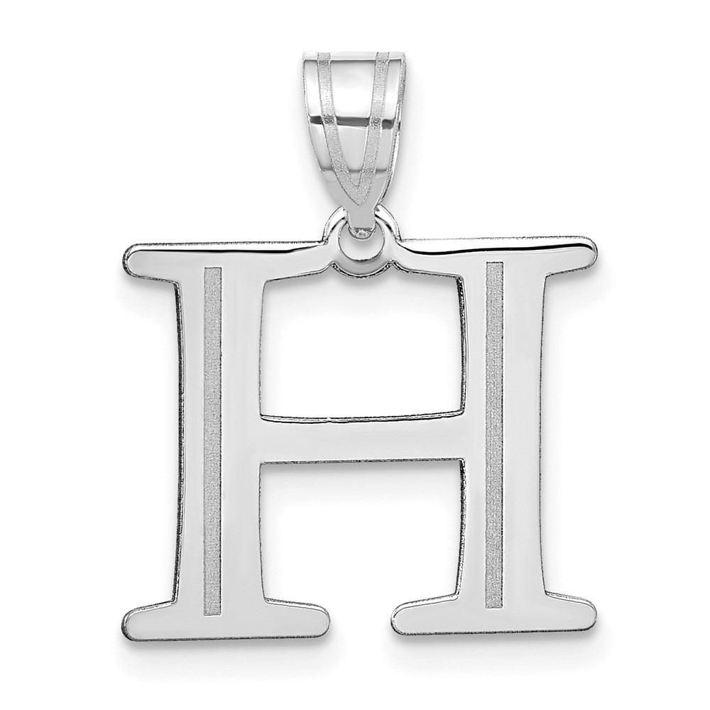 YC1437WH.jpg 14kw Polished Etched Letter H Initial Pendant - Image 1