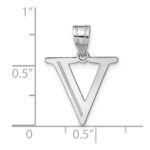 14kw Polished Etched Letter V Initial Pendant - Image 4