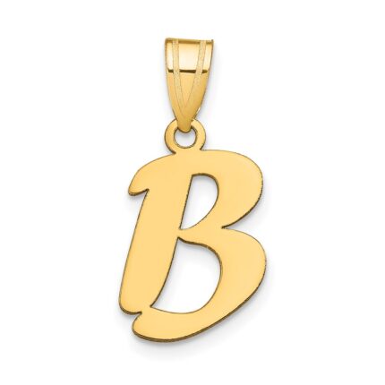 14k Polished Script Letter B Initial Pendant