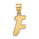 14k Polished Script Letter F Initial Pendant