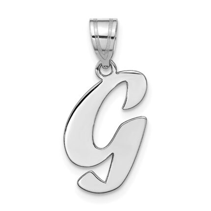 14kw Polished Script Letter G Initial Pendant