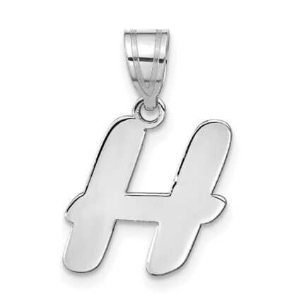 14kw Polished Script Letter H Initial Pendant