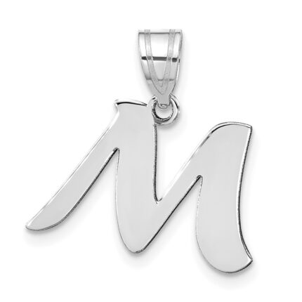 14kw Polished Script Letter M Initial Pendant