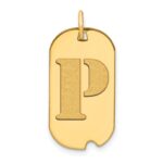 14k Polished Letter P Initial Dog Tag Pendant