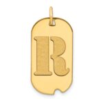 14k Polished Letter R Initial Dog Tag Pendant